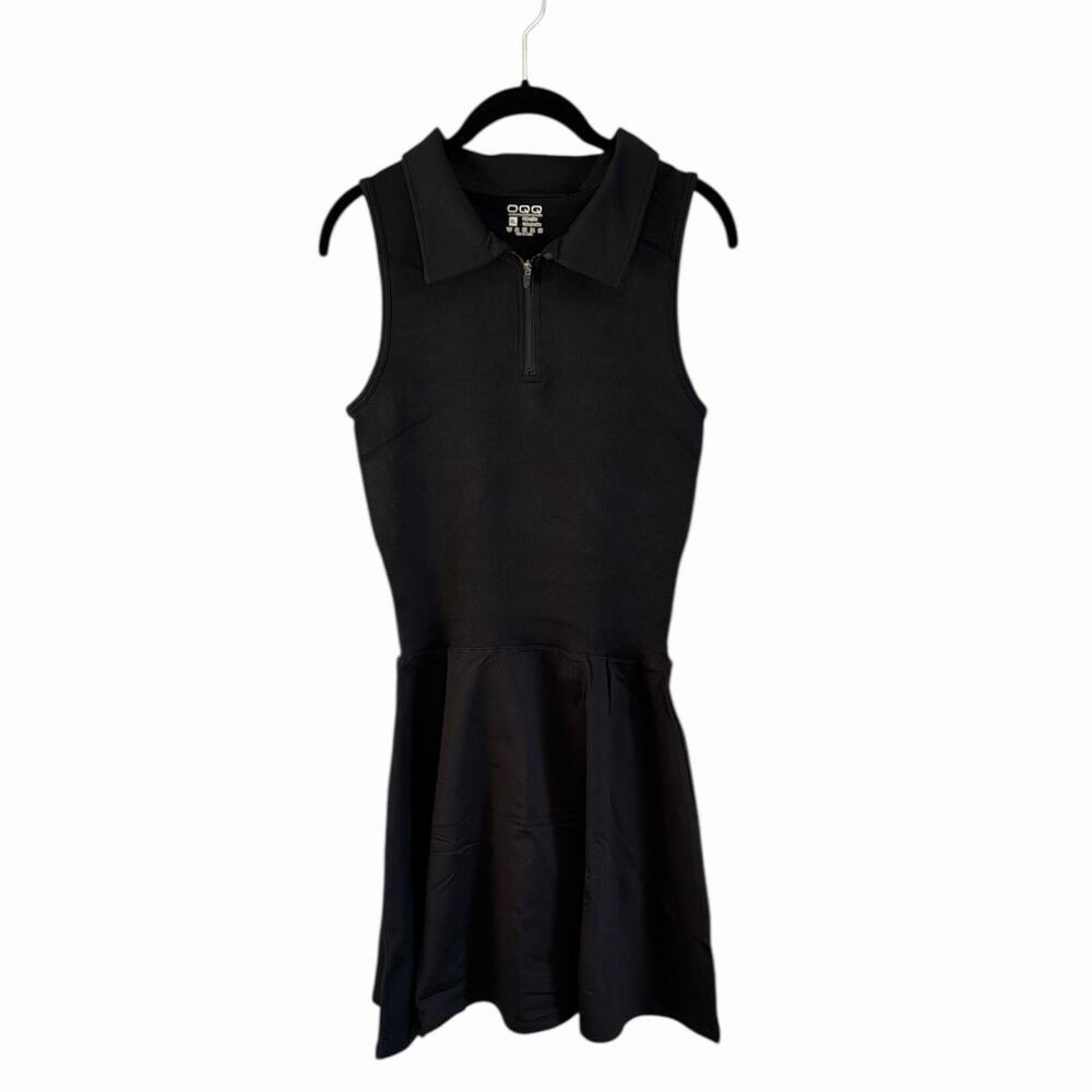 OQQ Black Casual Elastic Simple A-Line Zipper Knee Length Dress sz Xlarge